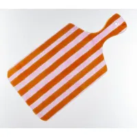 Glazen borrelplank magenta & roze strepen 45 x 23 cm 